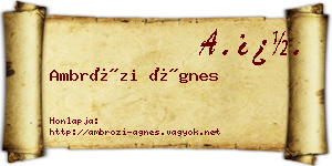 Ambrózi Ágnes névjegykártya